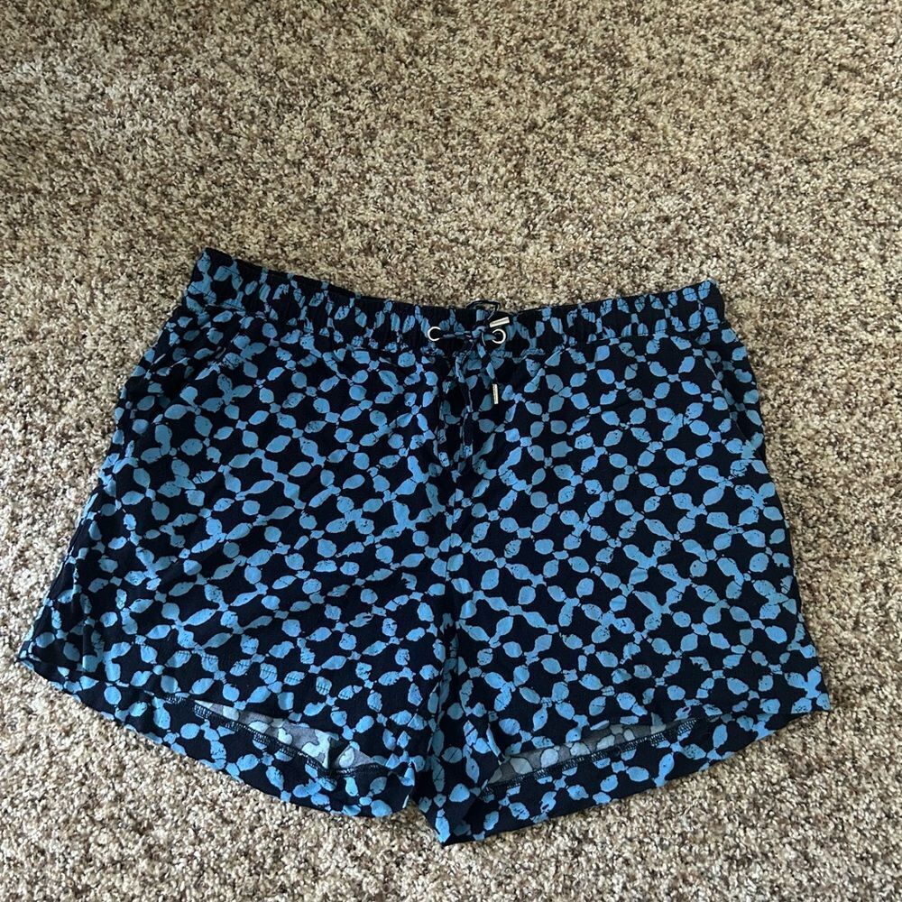 Michael Michael Kors Blue and Black Flowy Geometric Pattern Shorts